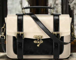 ECOSUSI Vintage Black/Beige Messenger Satchel Bag